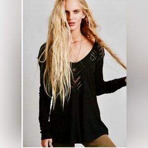 We The Free Black Cut-Out Blouse